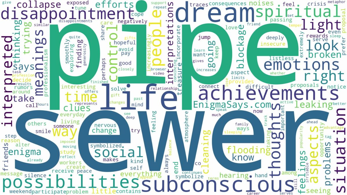 dream about sewer pipe and related dreams with their meanings in a word cloud