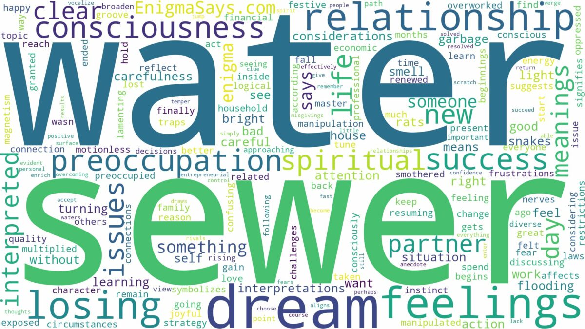 dream about sewer water and related dreams with their meanings in a word cloud