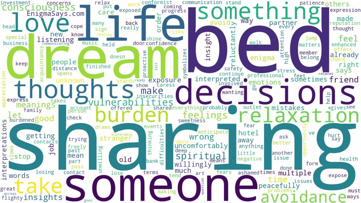 dream of sharing a bed and related dreams with their meanings in a word cloud