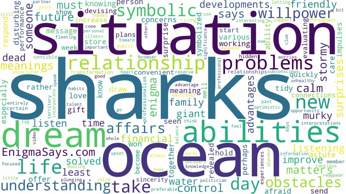 dreams about sharks in ocean and related dreams with their meanings in a word cloud