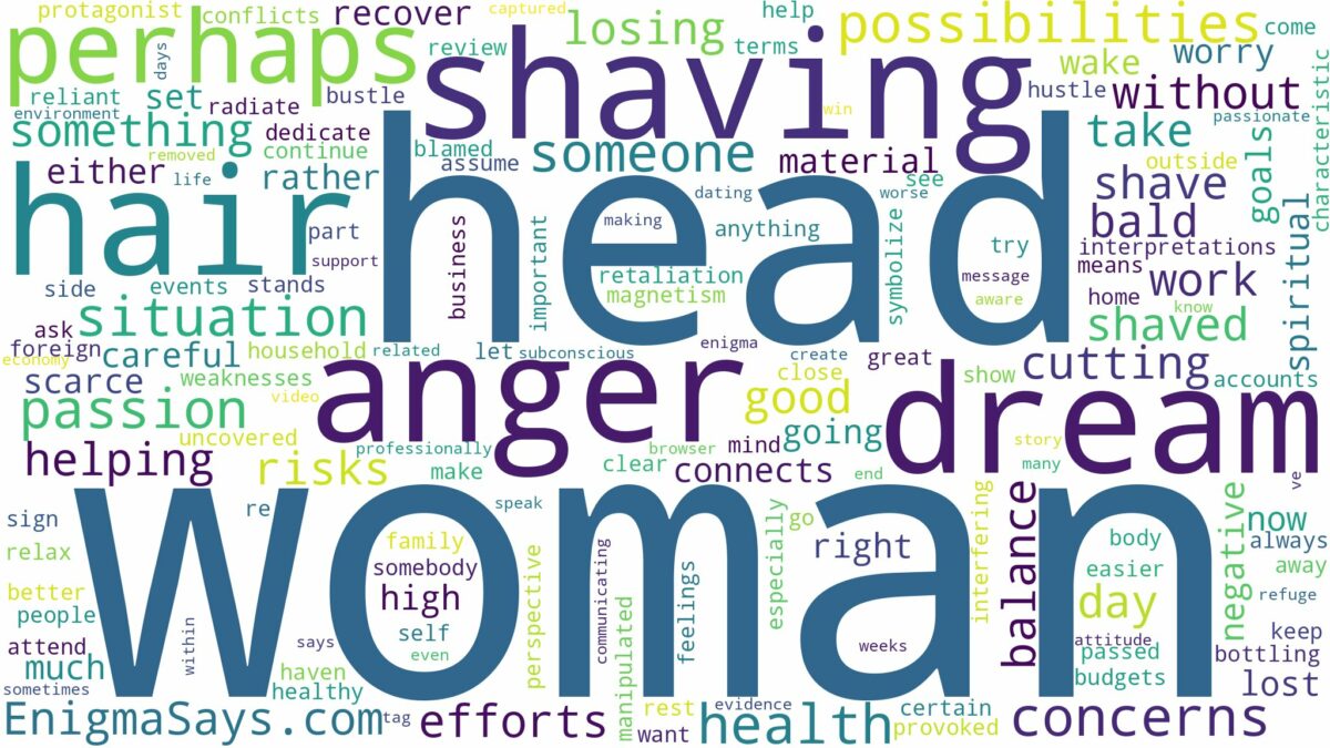 dreaming of shaving head woman and related dreams with their meanings in a word cloud