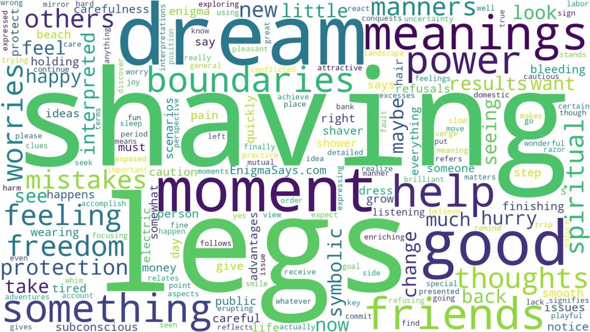 dream of shaving legs and related dreams with their meanings in a word cloud