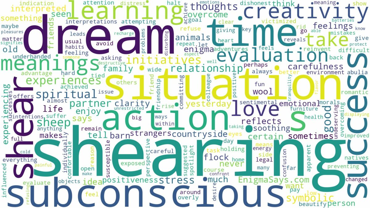 dream about shear and related dreams with their meanings in a word cloud