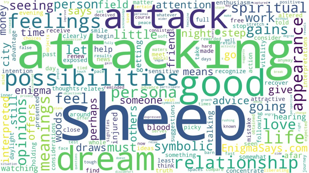 dreaming of sheep attacking you and related dreams with their meanings in a word cloud