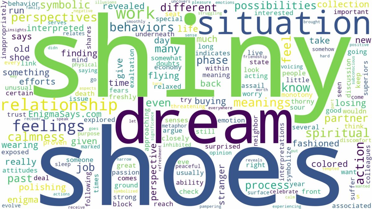 dream about shiny shoes and related dreams with their meanings in a word cloud