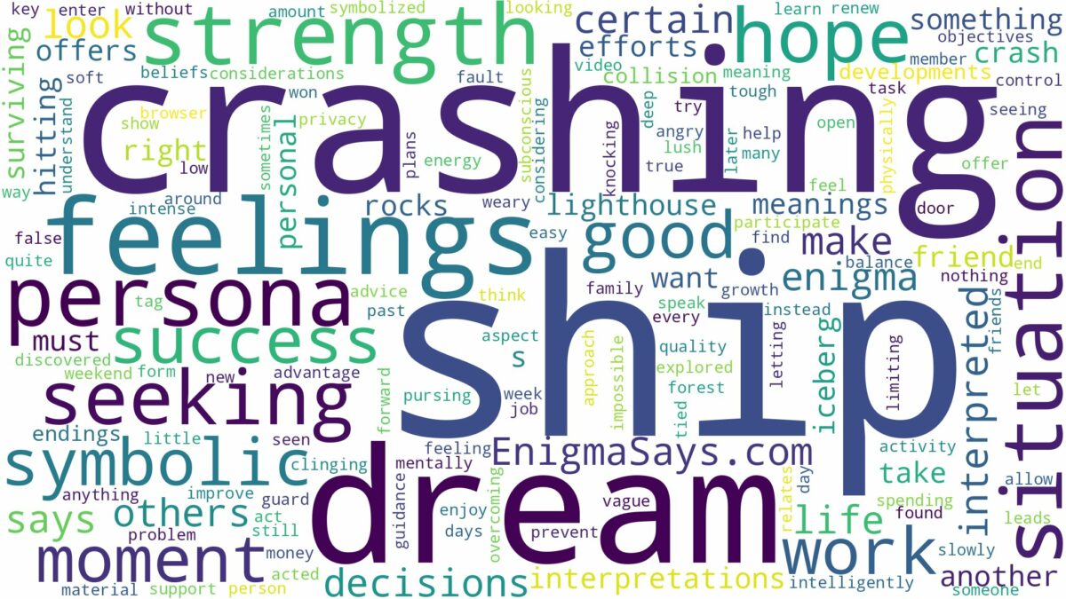 dreaming of ship crashing and related dreams with their meanings in a word cloud