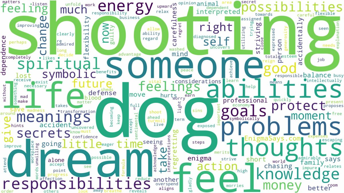 dream of shooting a dog and related dreams with their meanings in a word cloud