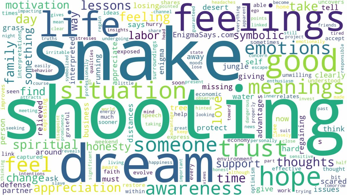 dream of shooting a snake and related dreams with their meanings in a word cloud