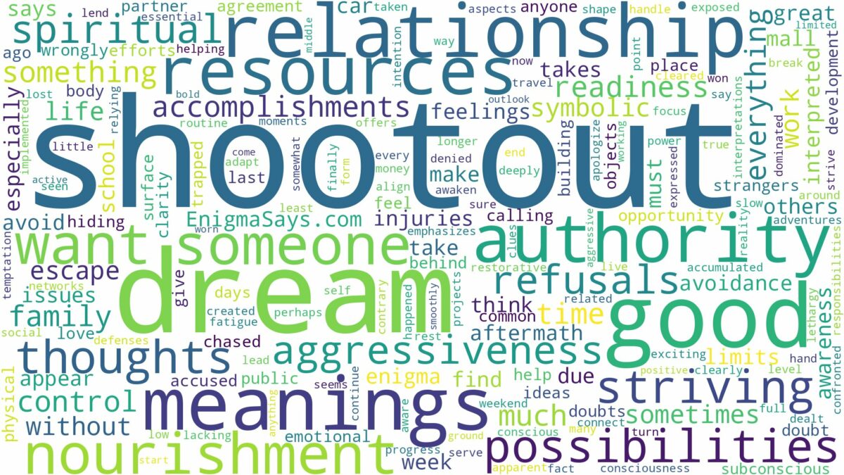 dream about shootout and related dreams with their meanings in a word cloud