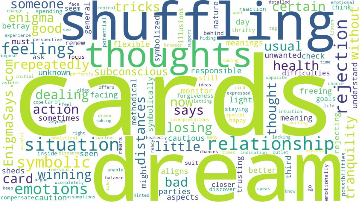 dream of shuffling cards and related dreams with their meanings in a word cloud