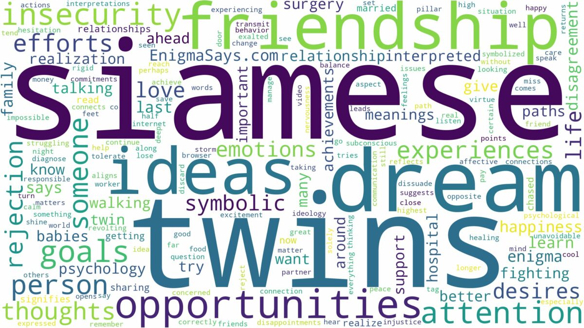 dream about siamese twins and related dreams with their meanings in a word cloud