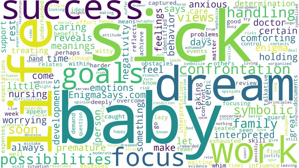 dream about sick baby and related dreams with their meanings in a word cloud