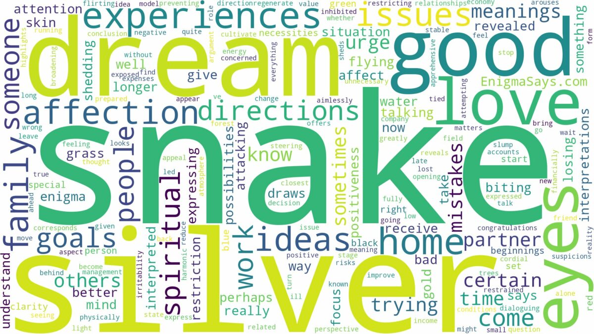 dream about silver snake and related dreams with their meanings in a word cloud