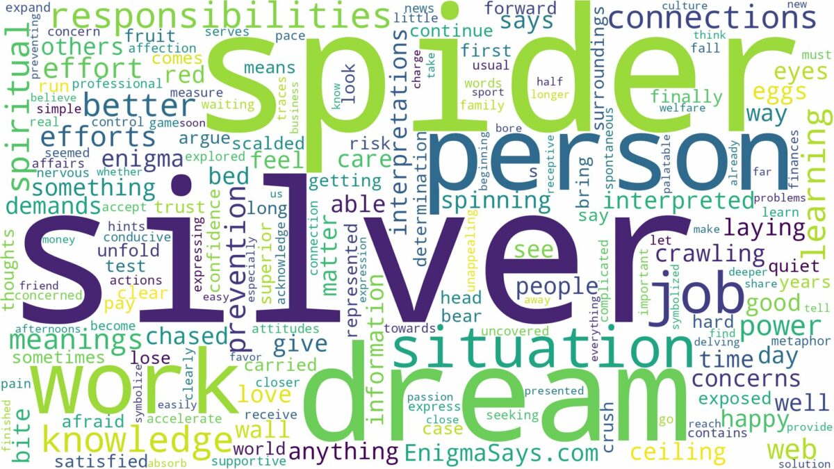 dream about silver spider and related dreams with their meanings in a word cloud