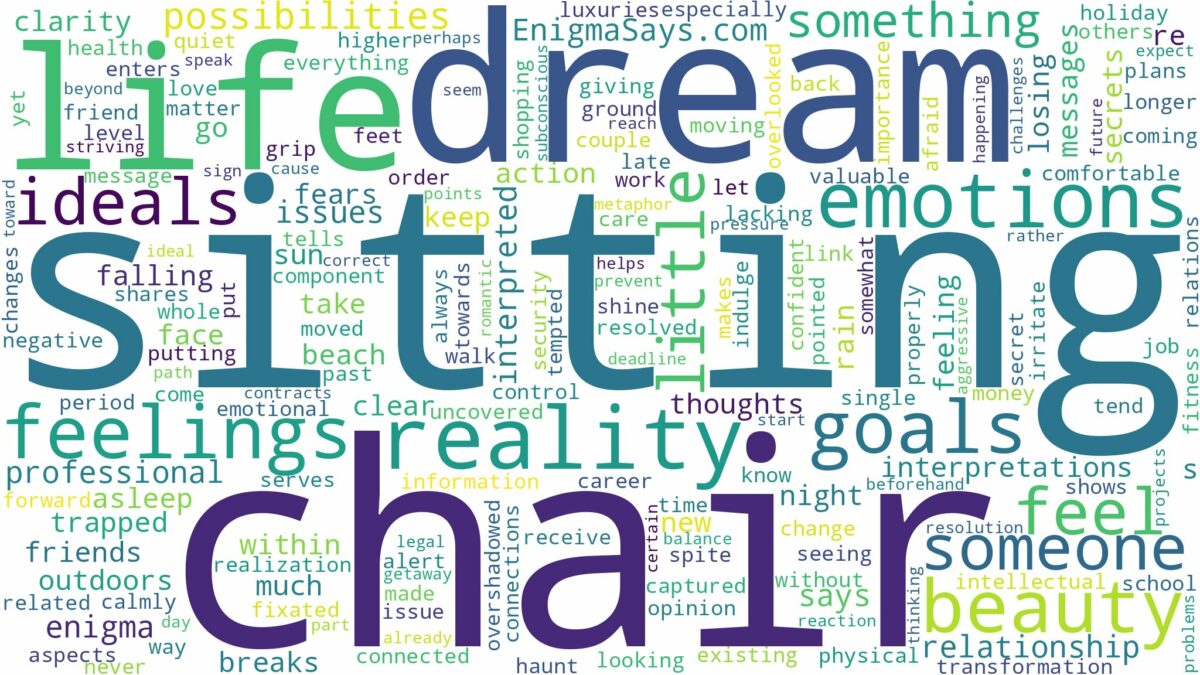 dream of sitting in a chair and related dreams with their meanings in a word cloud