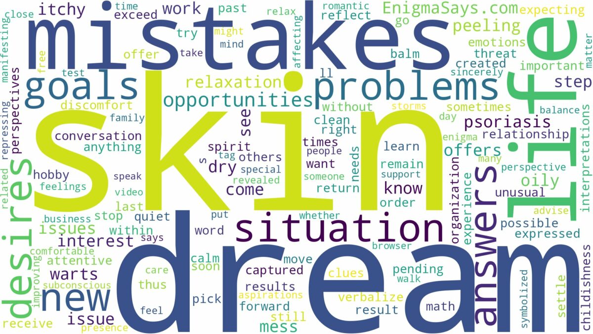 dream about skin problems and related dreams with their meanings in a word cloud