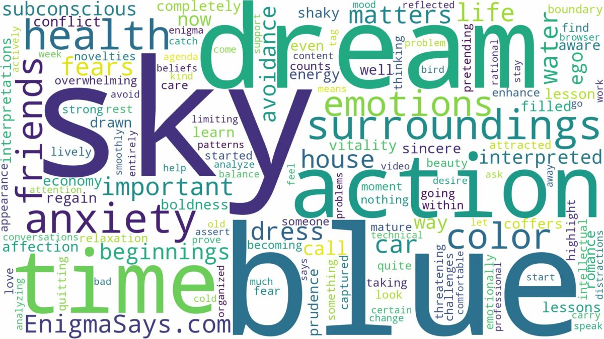 dream about sky blue color and related dreams with their meanings in a word cloud