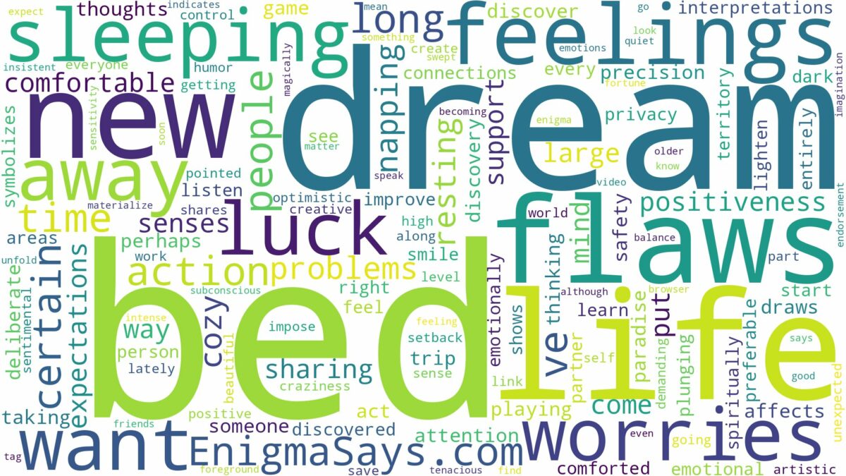 dream of sleeping in bed and related dreams with their meanings in a word cloud