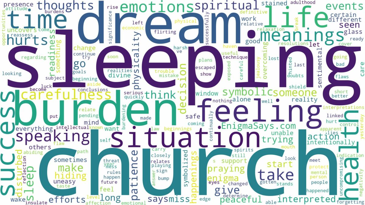 dream of sleeping in church and related dreams with their meanings in a word cloud