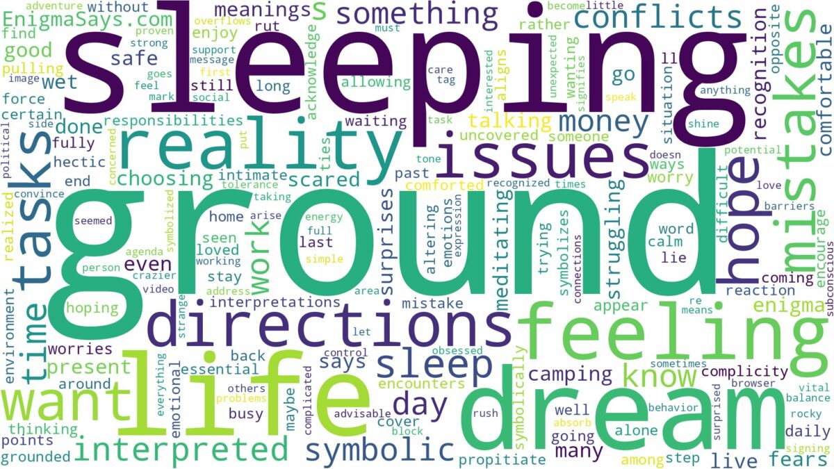 dream of sleeping on the ground and related dreams with their meanings in a word cloud