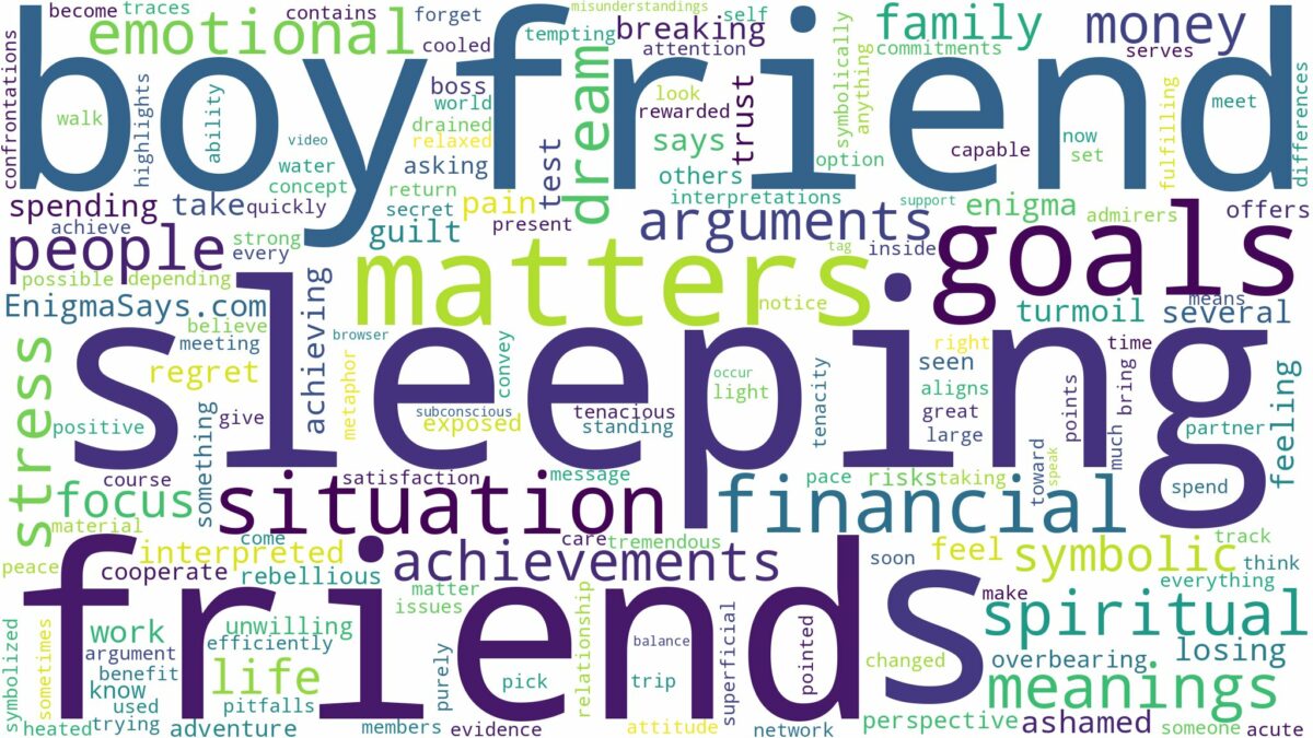 dreaming of sleeping with your boyfriend's friend and related dreams with their meanings in a word cloud