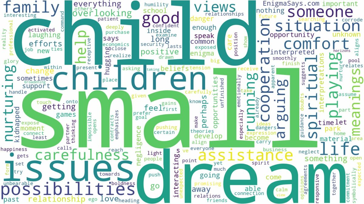 dream about small child and related dreams with their meanings in a word cloud