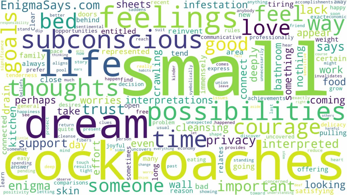 dream about small cockroaches and related dreams with their meanings in a word cloud