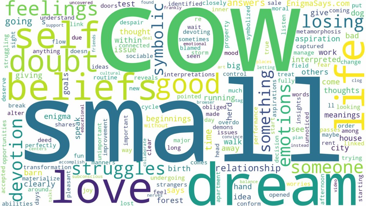 dream about small cow and related dreams with their meanings in a word cloud