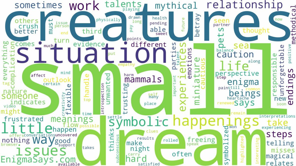 dream about small creatures and related dreams with their meanings in a word cloud