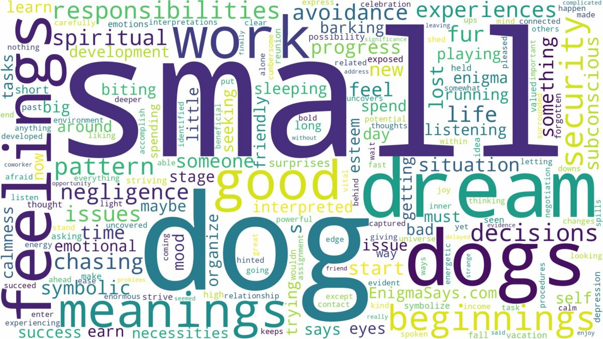 dream about small dogs and related dreams with their meanings in a word cloud