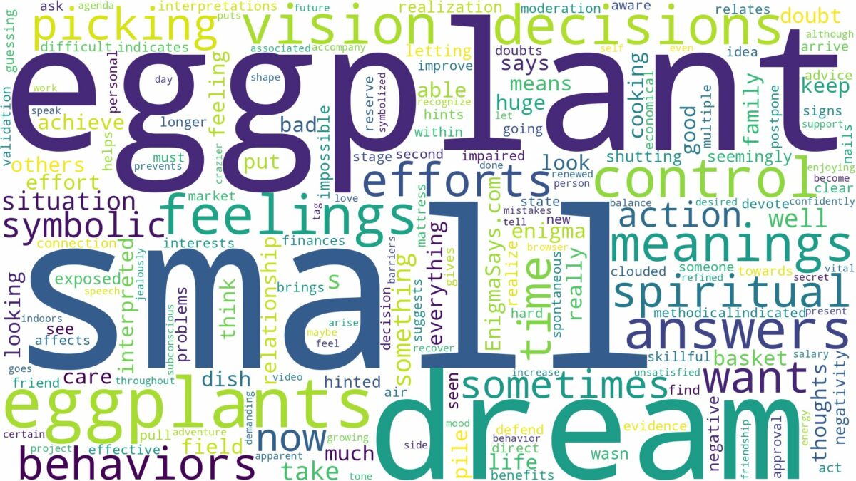 dream about small eggplant and related dreams with their meanings in a word cloud