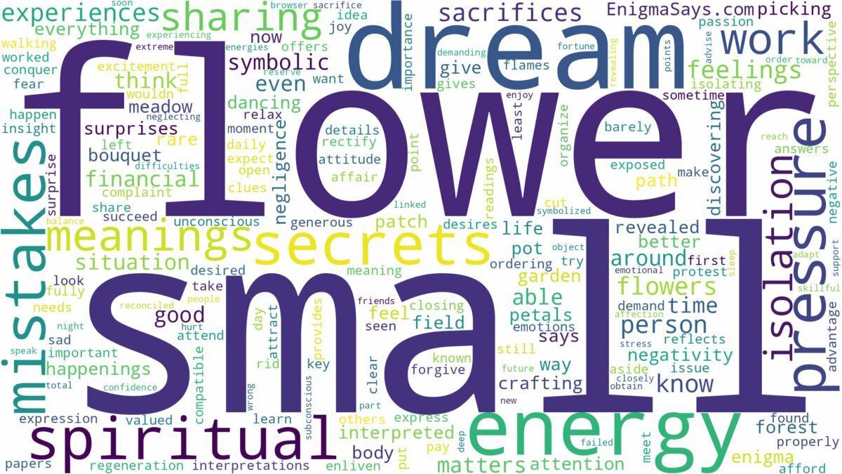 dream about small flower and related dreams with their meanings in a word cloud