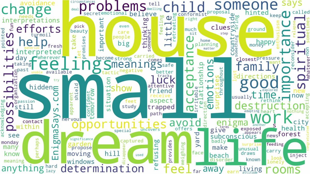 dream about small house and related dreams with their meanings in a word cloud