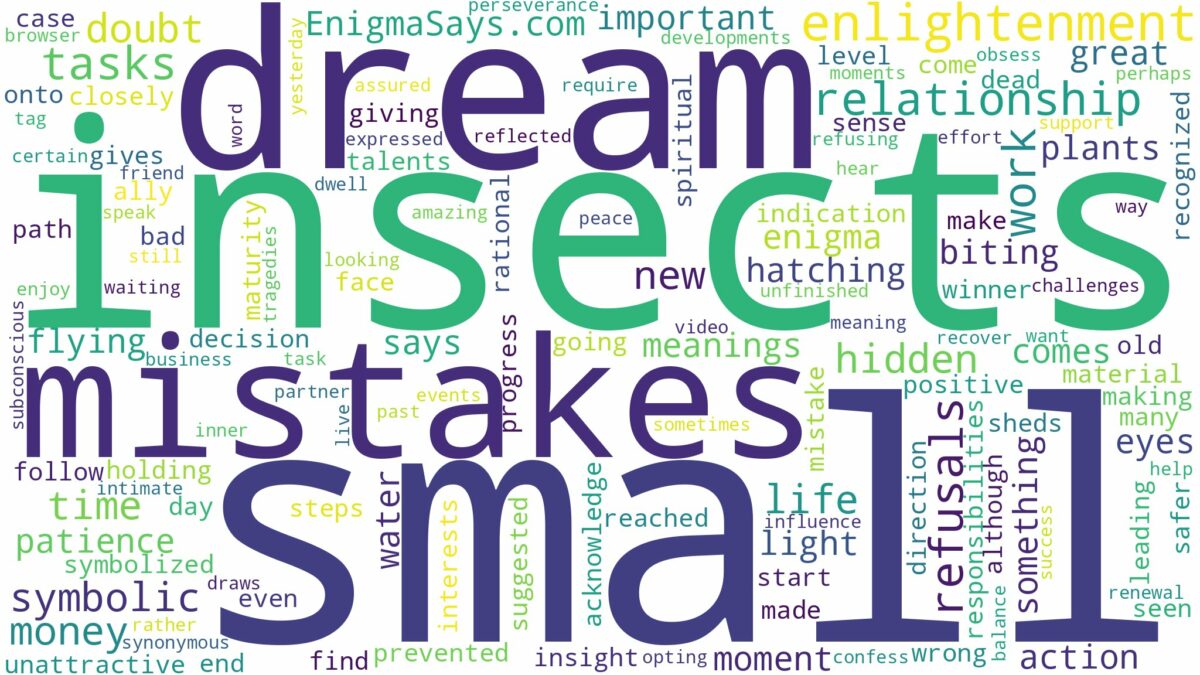 dream about small insects and related dreams with their meanings in a word cloud