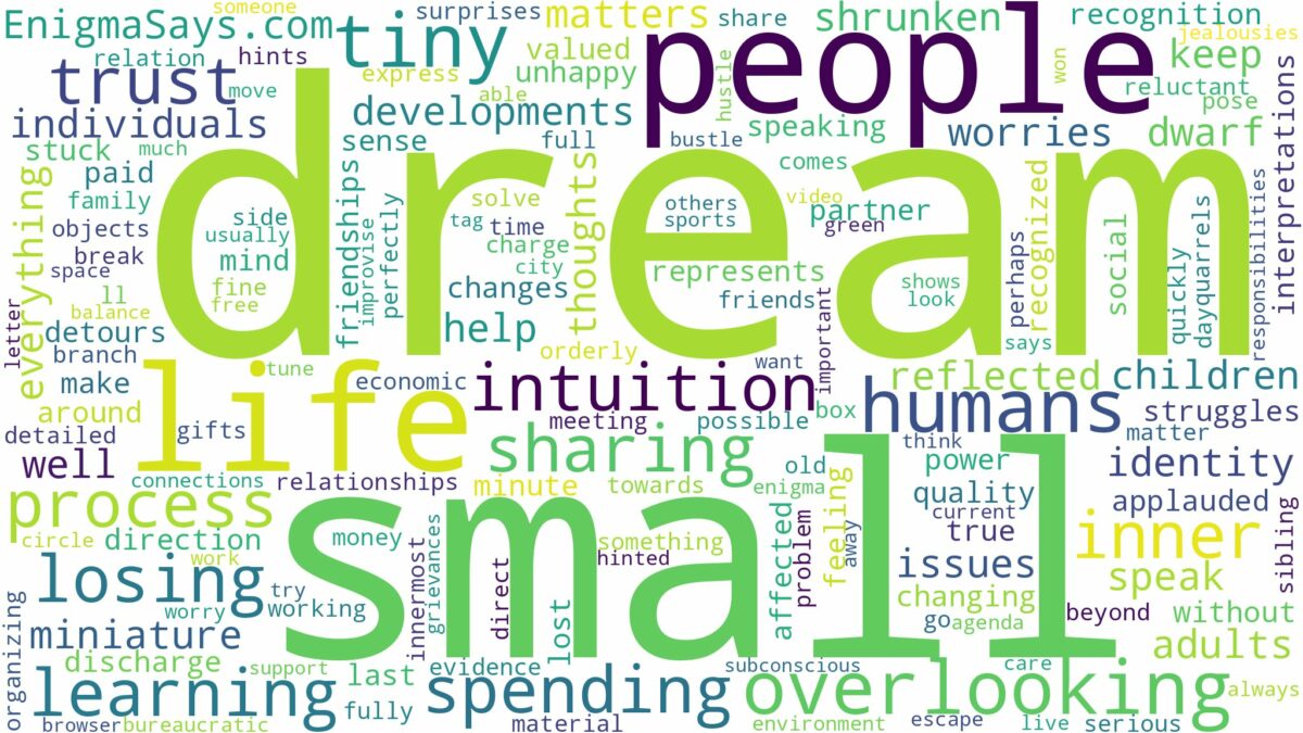 dream about small people and related dreams with their meanings in a word cloud