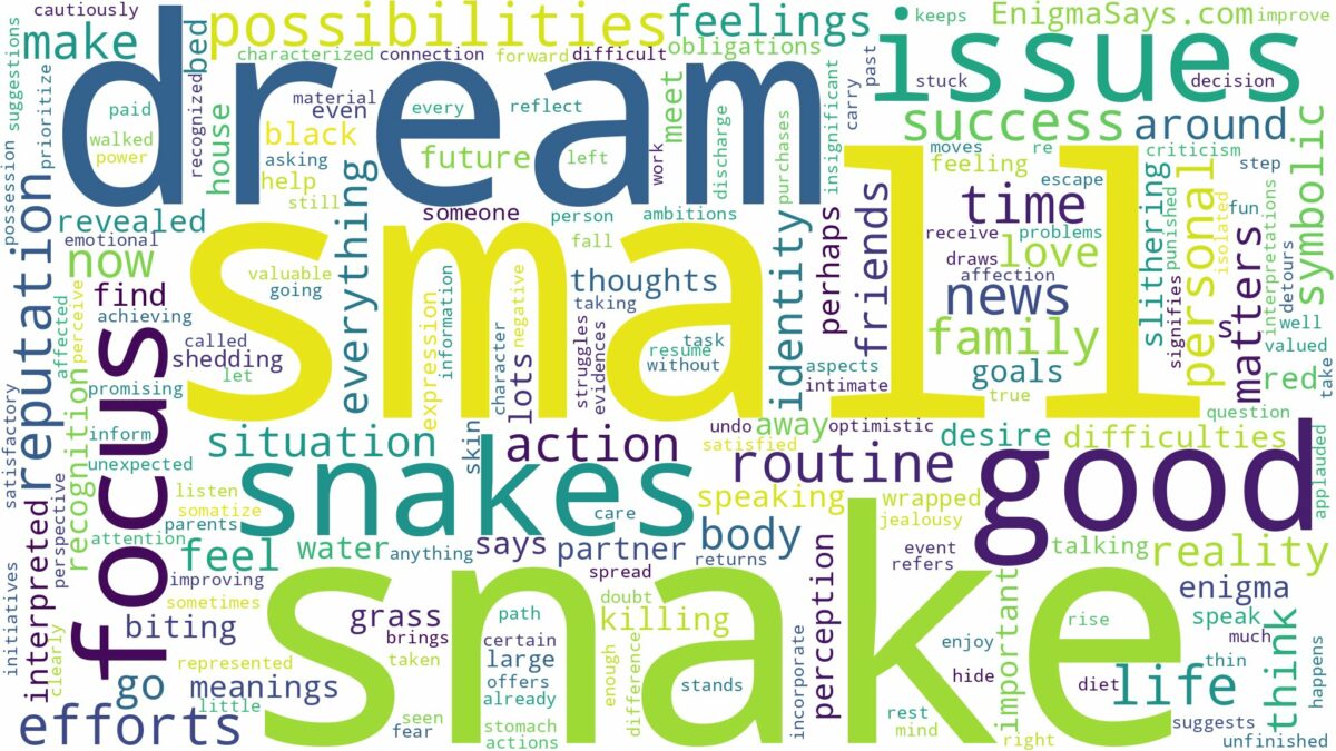 dream about small snake and related dreams with their meanings in a word cloud