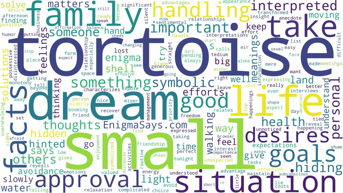 dream about small tortoise and related dreams with their meanings in a word cloud