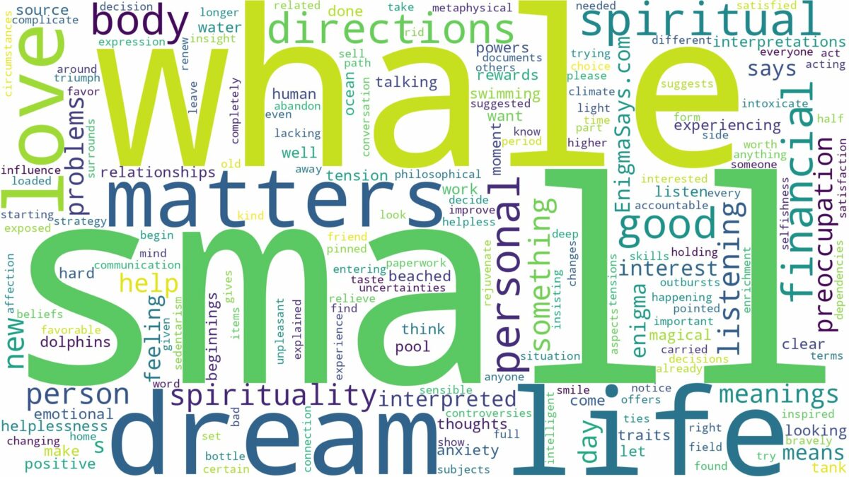 dream about small whale and related dreams with their meanings in a word cloud