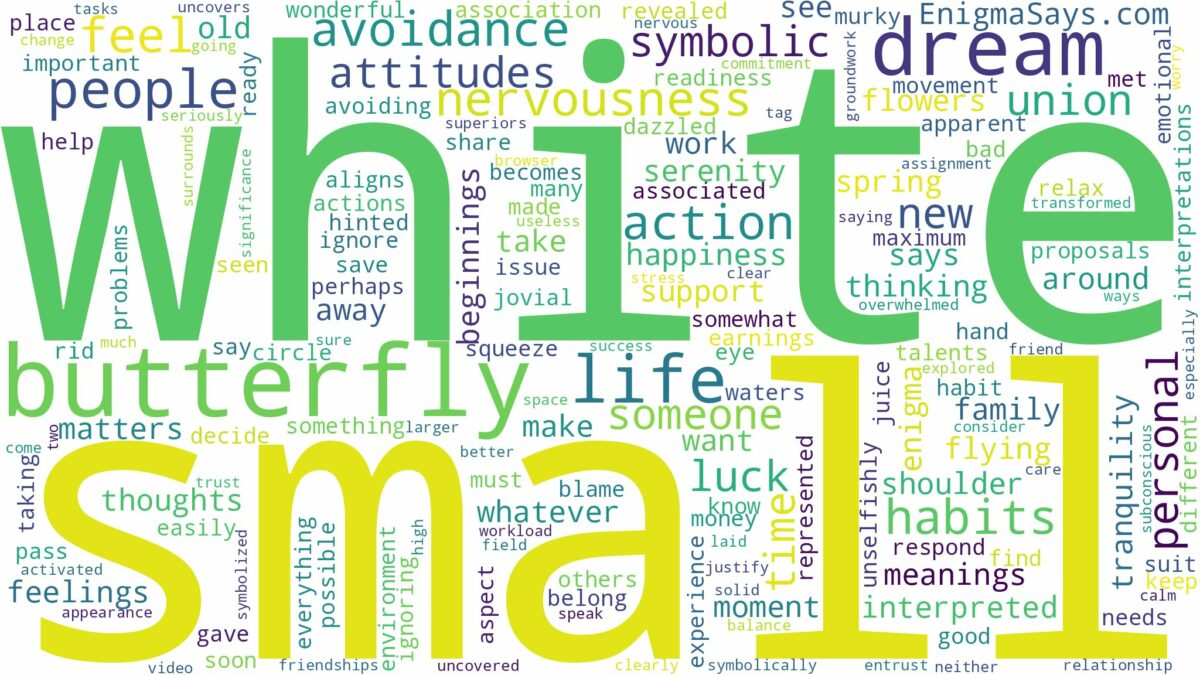 dream about small white butterfly and related dreams with their meanings in a word cloud