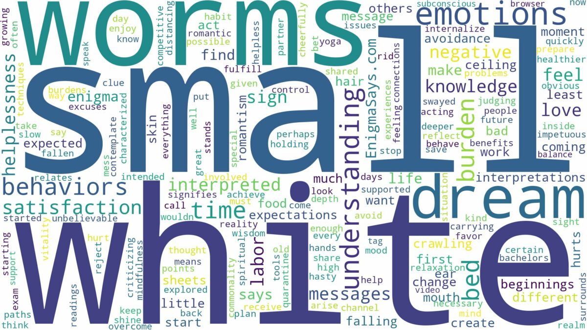 dream about small white worms and related dreams with their meanings in a word cloud