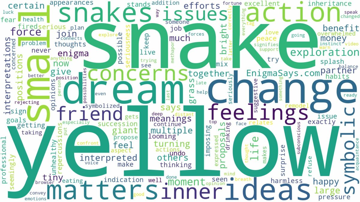 dream about small yellow snake and related dreams with their meanings in a word cloud