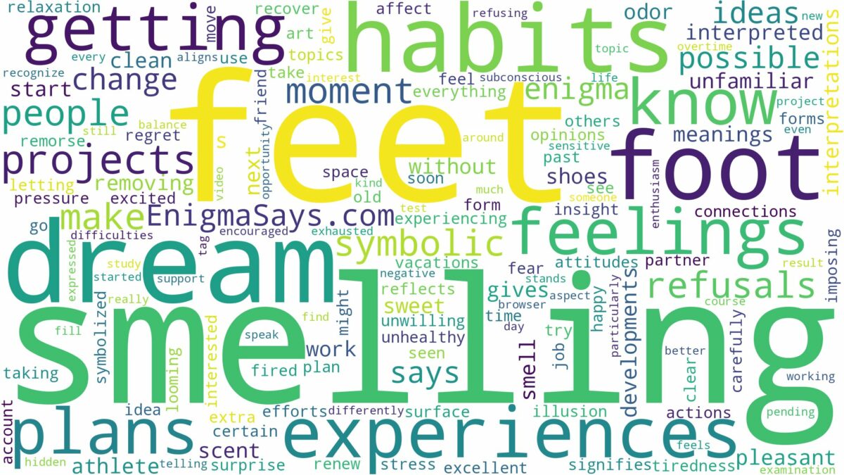 dream of smelling feet and related dreams with their meanings in a word cloud