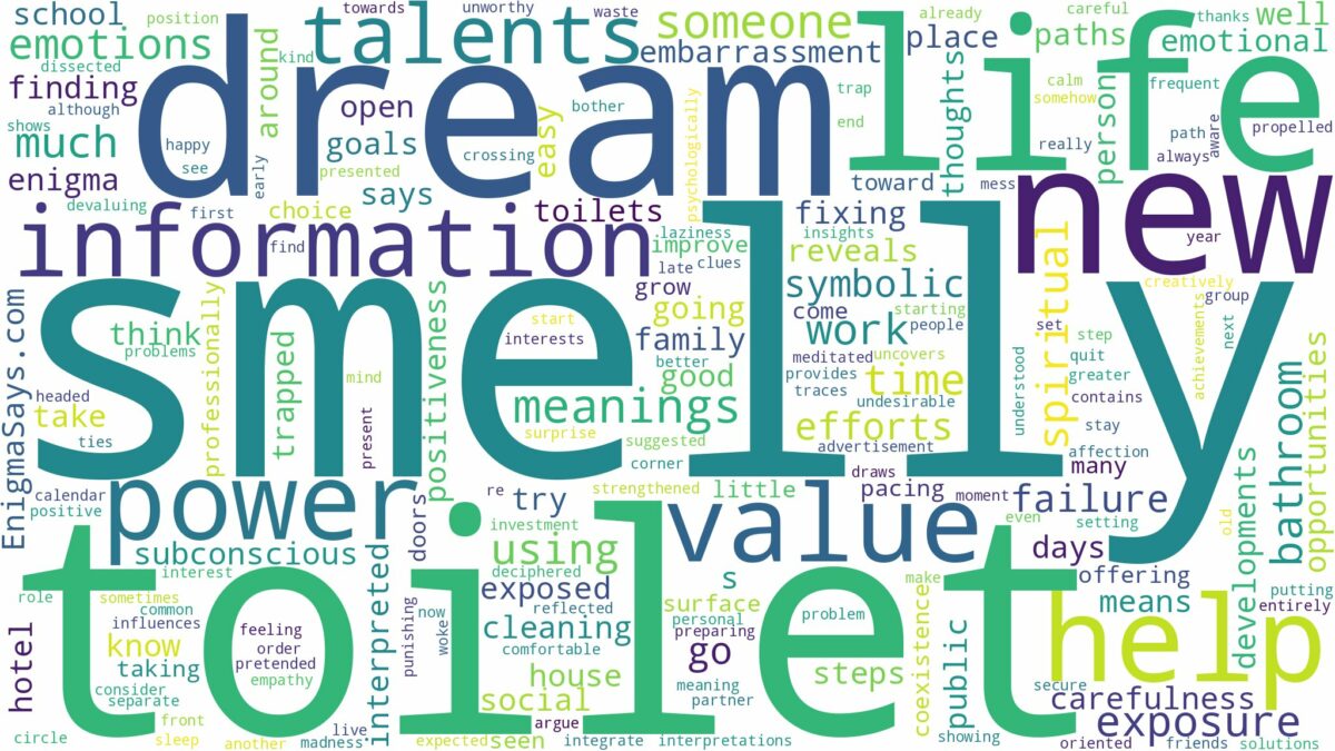 dream about smelly toilet and related dreams with their meanings in a word cloud