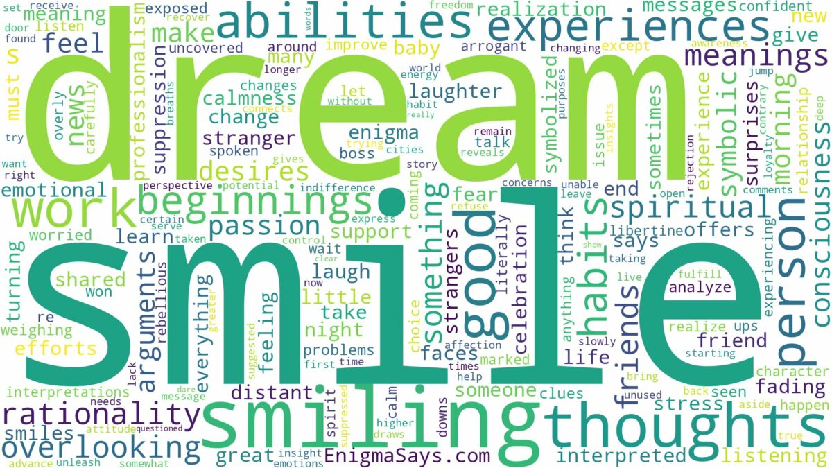 dream about smile and related dreams with their meanings in a word cloud