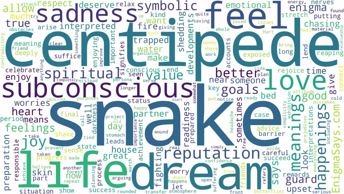 dream about snake and centipede and related dreams with their meanings in a word cloud