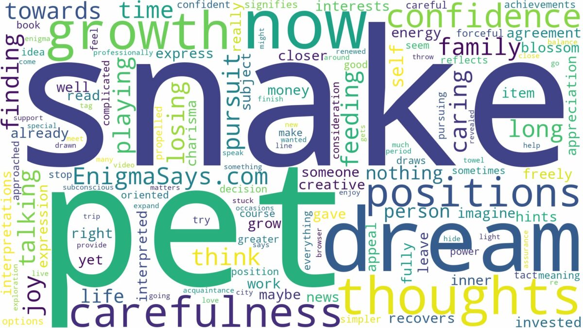 dream about snake as a pet and related dreams with their meanings in a word cloud