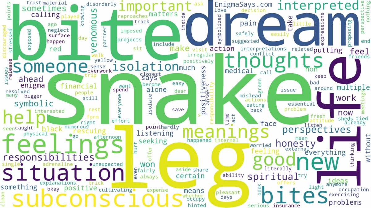 dream about snake bite leg and related dreams with their meanings in a word cloud