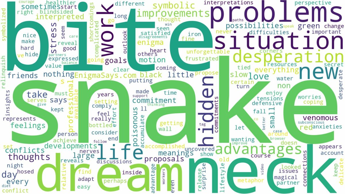 dream about snake bite on neck and related dreams with their meanings in a word cloud