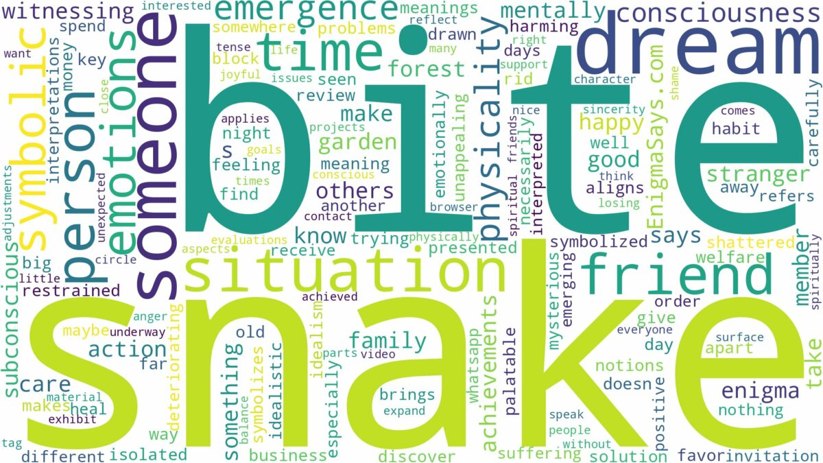 dream about snake bite someone and related dreams with their meanings in a word cloud