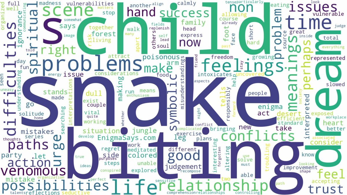 dreaming about snake biting child and related dreams with their meanings in a word cloud